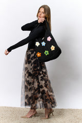 תיק סרוג פרחים