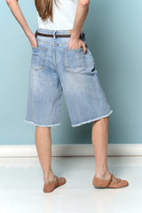 ג'ינס ברך גימור גזור