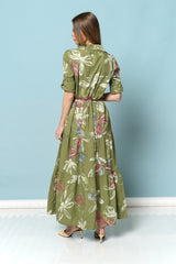 שמלה כותנה פרחים כפתורים