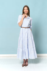 שמלת פסים שילוב רקמת פרחים