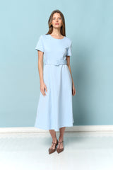 שמלת סקובה שילוב חגורה