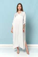 שמלת סאטן כפתורים