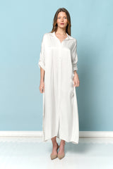 שמלת סאטן כפתורים