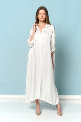 שמלת סאטן כפתורים