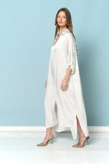 שמלת סאטן כפתורים