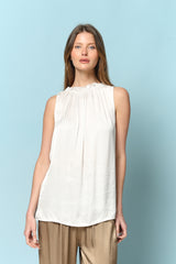 טופ סאטן כיווץ צווארון אדל