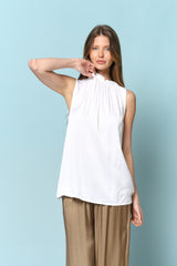 טופ סאטן כיווץ צווארון אדל