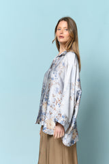 מכופתרת עטלף פרחונית סאטן