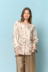 מכופתרת עטלף פרחונית סאטן