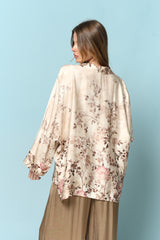 מכופתרת עטלף פרחונית סאטן