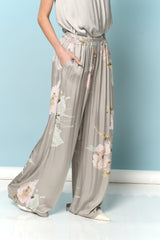 מכנס סאטן פרחוני