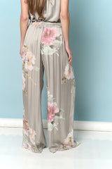 מכנס סאטן פרחוני