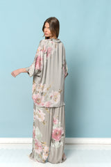 מכופתרת סאטן פרחים