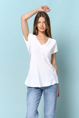 Jenny טופ סאטן שרוול קצר