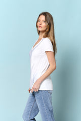 Jenny טופ סאטן שרוול קצר