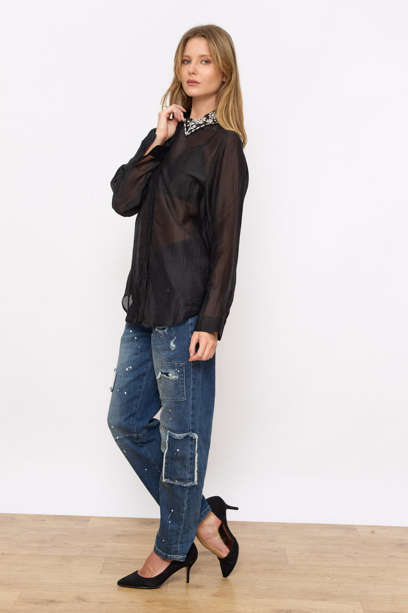 מכופתרת צווארון יהלומים