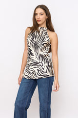 טופ סאטן זברה קשירה בגב