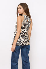 טופ סאטן זברה קשירה בגב