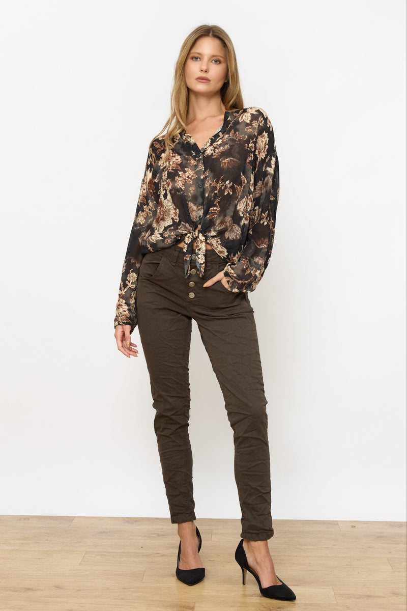 מכופתרת קשירה מודפסת