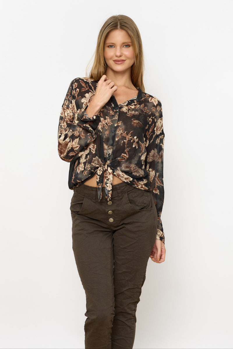 מכופתרת קשירה מודפסת