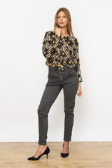 מכופתרת קשירה מודפסת