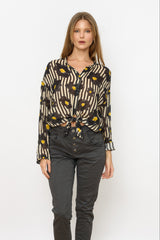 מכופתרת קשירה מודפסת