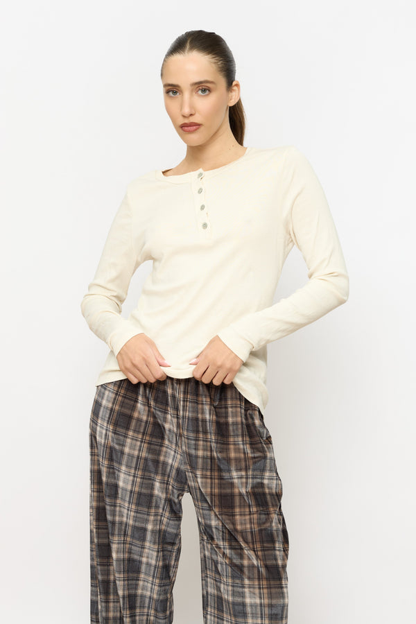 שינה עגול שרוול ארוך T