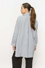 מכופתרת פסים רקמת לבבות