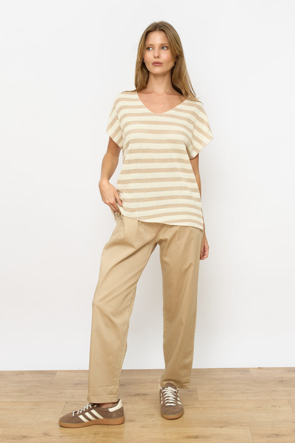 פסים סרוג V טופ