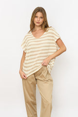 פסים סרוג V טופ