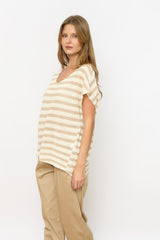 פסים סרוג V טופ