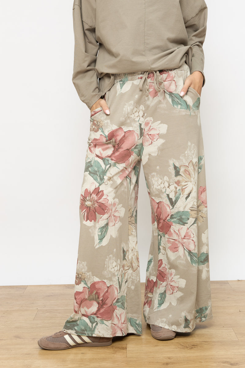 מכנס גומי רחב פרחוני