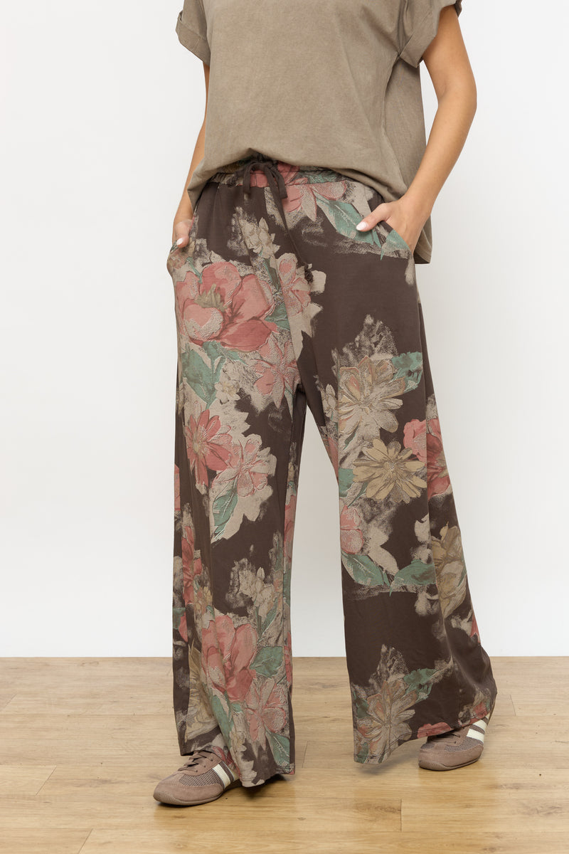 מכנס גומי רחב פרחוני