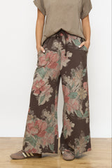 מכנס גומי רחב פרחוני