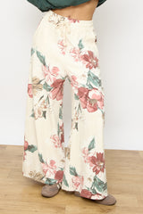 מכנס גומי רחב פרחוני