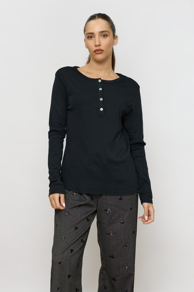 שינה עגול שרוול ארוך T