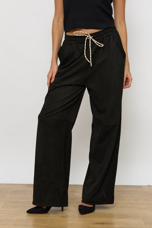 מכנס גומי סוויד רחב