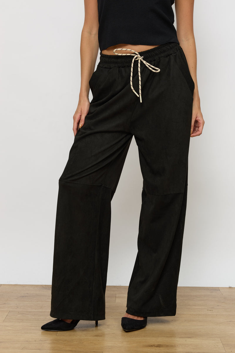 מכנס גומי סוויד רחב