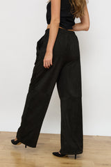 מכנס גומי סוויד רחב