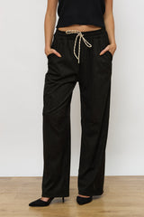 מכנס גומי סוויד רחב