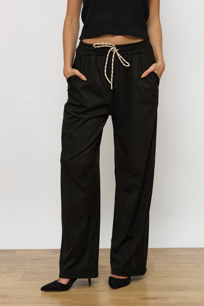 מכנס גומי סוויד רחב