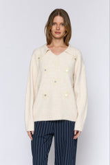 סריג צווארון פרח מראה