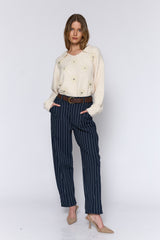 מכנס פסים דקים+חגורה