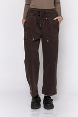 מכנס קורדרוי גומי כיס מרובע