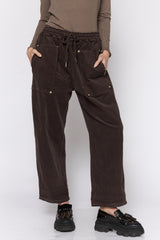 מכנס קורדרוי גומי כיס מרובע