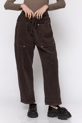 מכנס קורדרוי גומי כיס מרובע