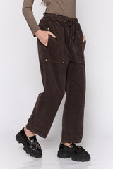 מכנס קורדרוי גומי כיס מרובע