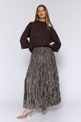 חצאית מקסי סאטן מקומטת