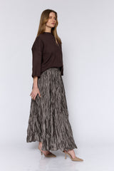 חצאית מקסי סאטן מקומטת