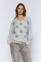 סריג צווארון פרח מראה